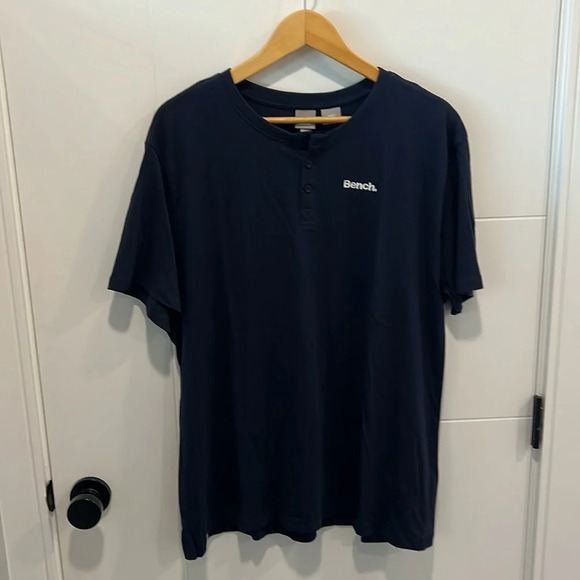 🧡💙 Bench 1/4 Button navy blue  short sleeve shirt size XL - Picture 4 of 7